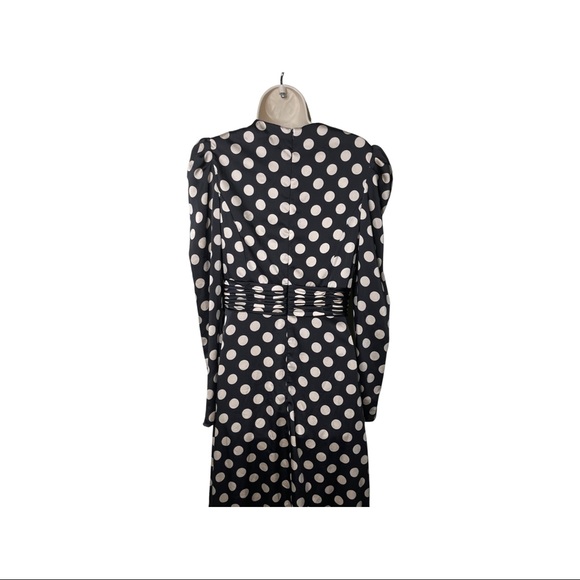 Mac Duggal Ieena Satin Long-Sleeve Black polka dot Gown sz 6 - Picture 7 of 8